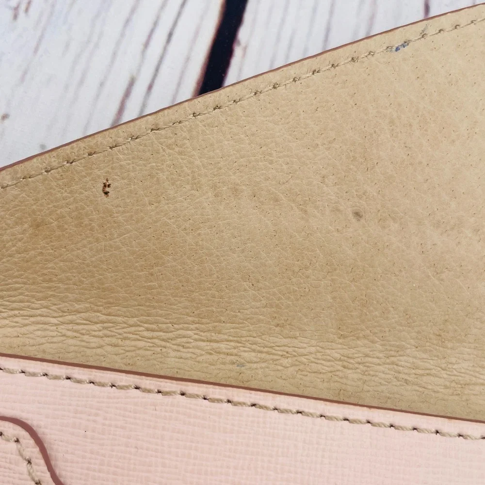 Dooney & Bourke Pink Textured Leather Envelope Clutch Wallet‎ Gold Tone Hardware
